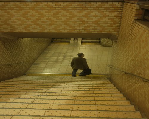Walking down the stairs instead of using elevator